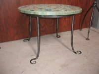 Mosaic table frame, scrolled feet